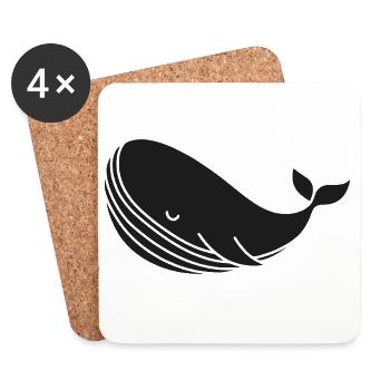 Wal Silhouette minimalistisches Meeresmotiv - Untersetzer (4er-Set) - Weiß - Vorne