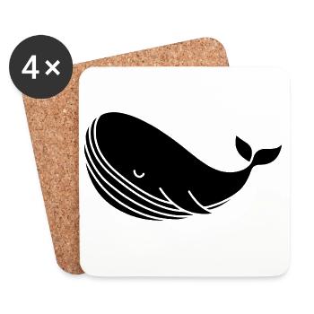 Whale silhouette minimalist sea motif - Coasters (set of 4) - white - Front