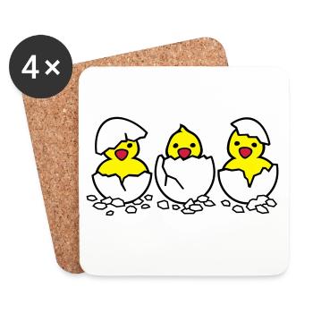 Drei aus dem Ei (c) - Dessous de verre (lot de 4) - blanc - Devant