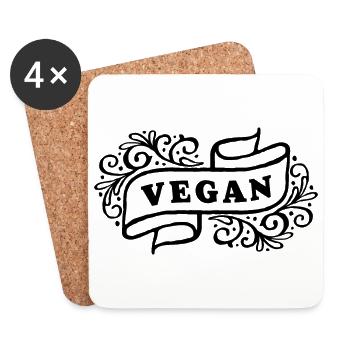 VEGAN banner - Untersetzer (4er-Set) - Weiß - Vorne