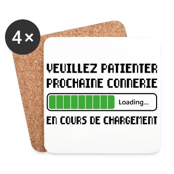 Prochaine Connerie Cadeau Humour Personnalisé - Dessous de verre (lot de 4) - blanc - Devant