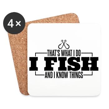 Pêche Pêche Pêche Pêche Hache pêche Poisson - Dessous de verre (lot de 4) - blanc - Devant