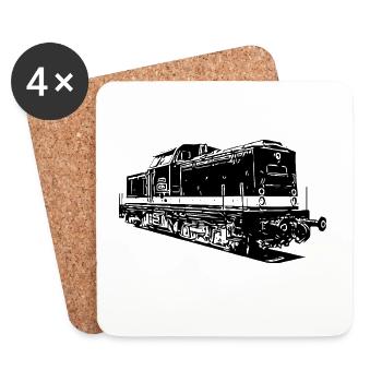 V 100 Locomotive Diesel Deutsche Reichsbahn GDR - Dessous de verre (lot de 4) - blanc - Devant