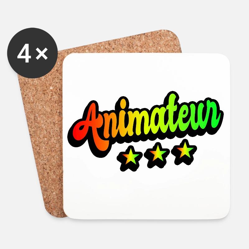 Animateur Regenbogen Design - Untersetzer (4er-Set) - Weiß