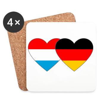 Luxembourg Germany Flag Heart - Coasters (set of 4) - white - Front