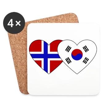 Norway South Korea Flag Heart - Coasters (set of 4) - white - Front