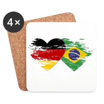 Germany Brazil flag used heart - Coasters (set of 4) - white - Front