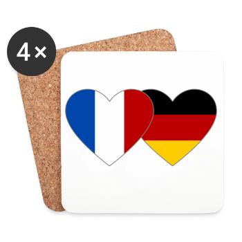 France Allemagne Flag Coeur - Dessous de verre (lot de 4) - blanc - Devant