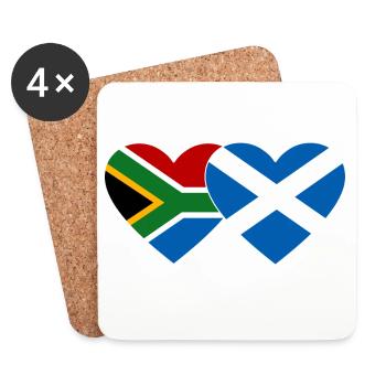 Afrique du Sud Écosse Flag Heart - Dessous de verre (lot de 4) - blanc - Devant