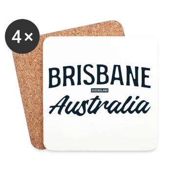 Brisbane Australie Script - Dessous de verre (lot de 4) - blanc - Devant