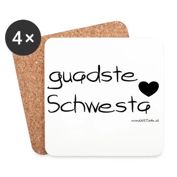 guadste Schwesta - beste Schwester, Dialekt - Untersetzer (4er-Set) - Weiß - Vorne