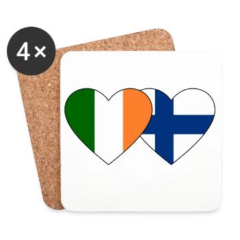 Irlande Finlande Flag Heart - Dessous de verre (lot de 4) - blanc - Devant