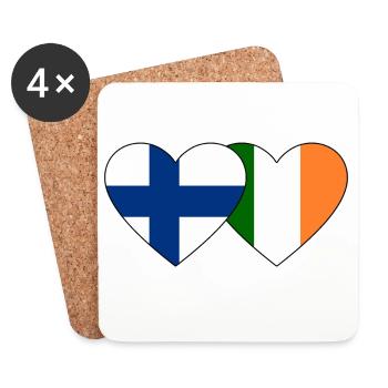 Finnland Irland Flagge Herz - Untersetzer (4er-Set) - Weiß - Vorne