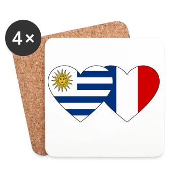 Uruguay France Heart Flag - Coasters (set of 4) - white - Front