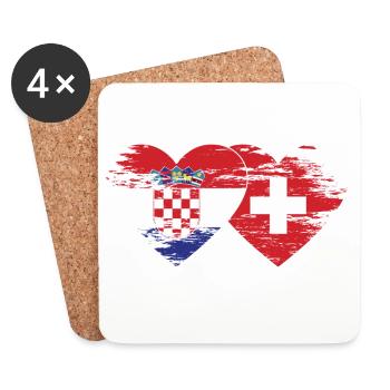 Croatia Switzerland flag heart used - Coasters (set of 4) - white - Front