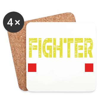 Base de texte FIGHTER - Dessous de verre (lot de 4) - blanc - Devant