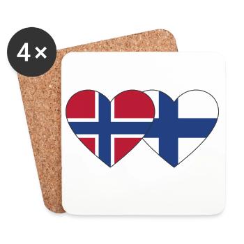 Norway Finland Flag Heart - Coasters (set of 4) - white - Front