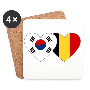 South Korea Belgium Flag Heart - Coasters (set of 4) - white - Front