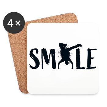 Smile - tanzen Breakdance Hip Hop Streetdance Tanz - Untersetzer (4er-Set) - Weiß - Vorne