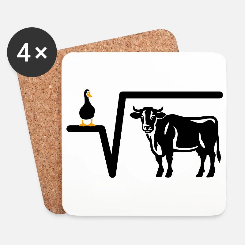 Ente Wurzel aus Kuh - Mathe Geschenk - Untersetzer (4er-Set) - Weiß