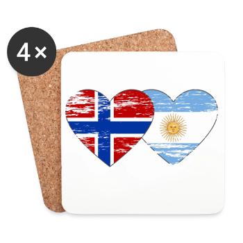 Norvège Argentine Drapeau utilisé - Dessous de verre (lot de 4) - blanc - Devant