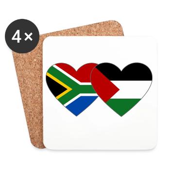 Afrique du Sud Palestine drapeau coeur - Dessous de verre (lot de 4) - blanc - Devant