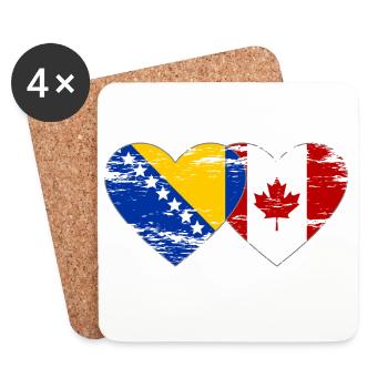 Bosnien Kanada Flagge Herz used - Untersetzer (4er-Set) - Weiß - Vorne