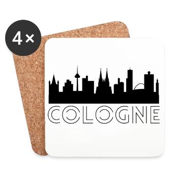 Motif Cologne avec silhouette de la ville en blanc - Dessous de verre (lot de 4) - blanc - Devant