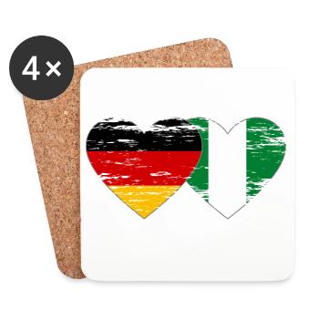 Germany Nigeria flag heart used - Coasters (set of 4) - white - Front