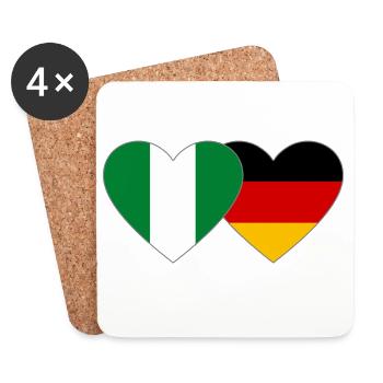 Nigeria Germany Flag Heart - Coasters (set of 4) - white - Front