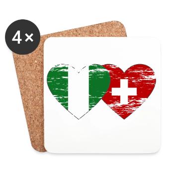 Nigeria Switzerland Flag Heart used - Coasters (set of 4) - white - Front