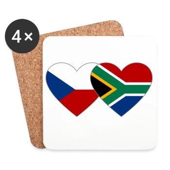Tschechien Südafrika Flagge Herz - Untersetzer (4er-Set) - Weiß - Vorne