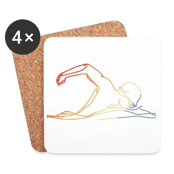 Swimming Retro Style - Coasters (set of 4) - white - Front