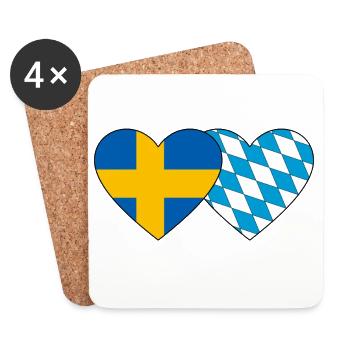 Sweden Bavaria Flag Heart - Coasters (set of 4) - white - Front