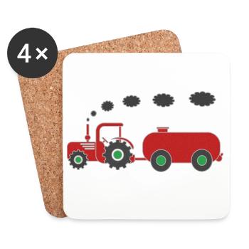 Lustiger Traktor mit Tank für Kinder - Untersetzer (4er-Set) - Weiß - Vorne