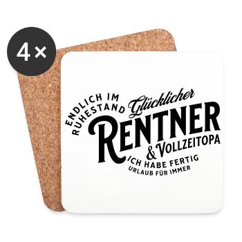 Glücklicher Rentner & Vollzeitopa - Untersetzer (4er-Set) - Weiß - Vorne