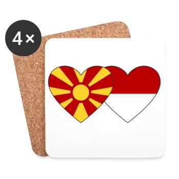 Macedonia Indonesia Flag Heart - Coasters (set of 4) - white - Front