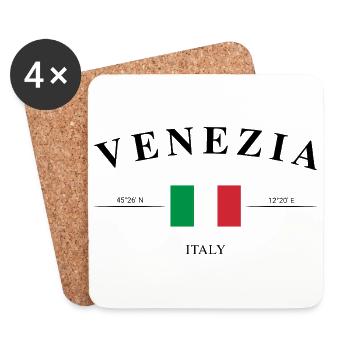 Venezia Italien Koordinaten Urlaub Reise Souvenir - Untersetzer (4er-Set) - Weiß - Vorne