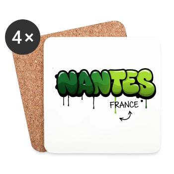 Nantes Graffiti Art Design - Dessous de verre (lot de 4) - blanc - Devant