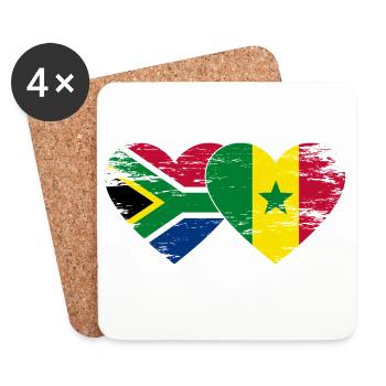 Südafrika Senegal Flagge Herz used - Untersetzer (4er-Set) - Weiß - Vorne