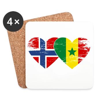 Norwegen Senegal Flagge Herz - Untersetzer (4er-Set) - Weiß - Vorne