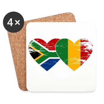 Afrique du Sud Mali Drapeau Coeur Utilisé - Dessous de verre (lot de 4) - blanc - Devant