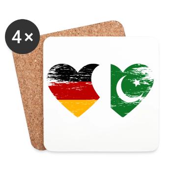 Deutschland Pakistan Flagge Herz used - Untersetzer (4er-Set) - Weiß - Vorne
