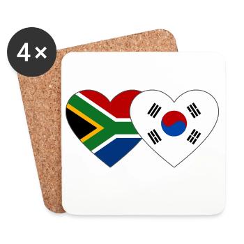 South Africa South Korea Flag Heart - Coasters (set of 4) - white - Front