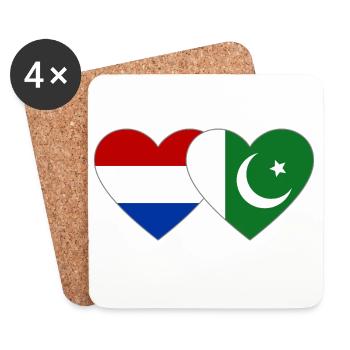 Niederlande Pakistan Flaggen Herz - Untersetzer (4er-Set) - Weiß - Vorne