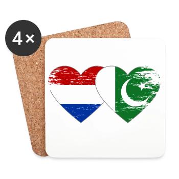 Holland Pakistan Flagge Herz used - Untersetzer (4er-Set) - Weiß - Vorne