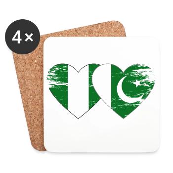 Nigeria Pakistan Flag Heart - Coasters (set of 4) - white - Front