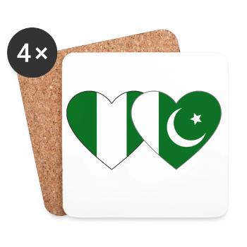 Nigeria Pakistan Flag Heart - Coasters (set of 4) - white - Front