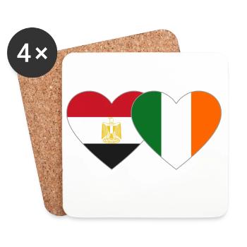 Égypte Irlande Drapeau Coeur - Dessous de verre (lot de 4) - blanc - Devant