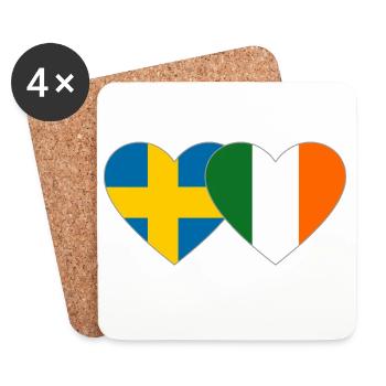 Suède Irlande Drapeau Coeur - Dessous de verre (lot de 4) - blanc - Devant